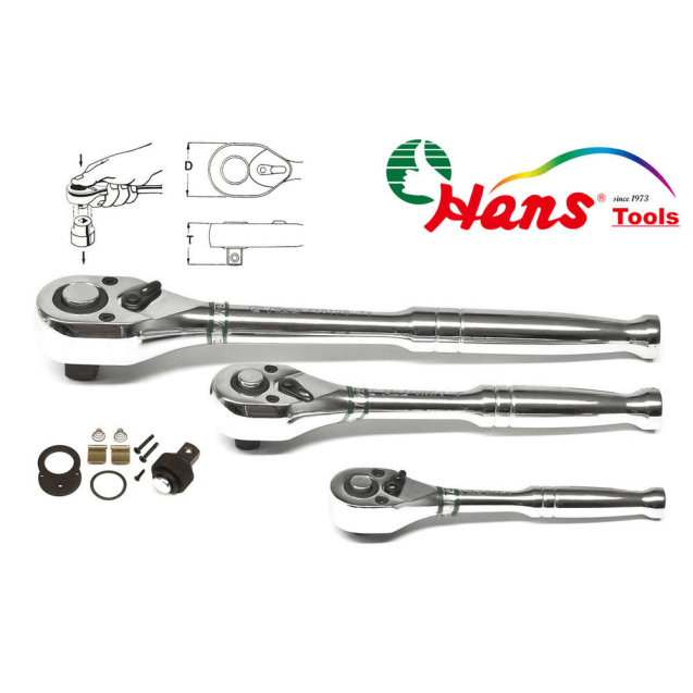 Hans Tools 4100PQ Тресчотка 1/2 36 зъба с никел с бутон 