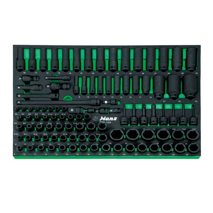 HANS TOOLS TTF-104 3/8-1/2 ВЛОЖКИ УДАРНИ КЪСИ И ДЪЛБОКИ ЗА КОЛИЧКА В МЕК ПАНЕЛ КОМПЛЕКТ