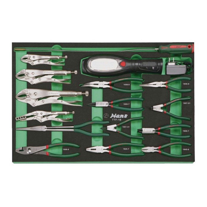 HANS TOOLS TTF-16  КОМПЛЕКТ КЛЕЩИ И ИНСТРУМЕНТИ ЗА КОЛИЧКА 16 ЧАСТИ
