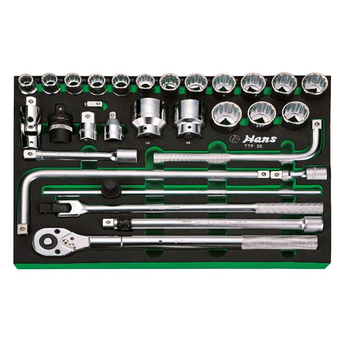 HANS TOOLS TTF-30 КОМПЛЕКТ ИНСТРУМЕНТИ ЗА КОЛИЧКА 12-СТЕН 3/4 17-50ММ 30 ЧАСТИ