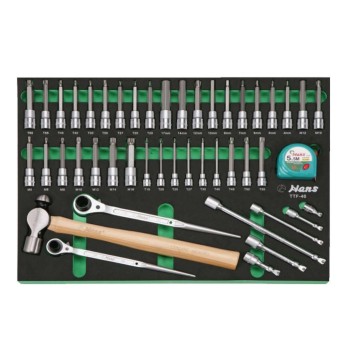 HANS TOOLS TTF-46 КОМПЛЕКТ ИНСТРУМЕНТИ ЗА КОЛИЧКА 1/2-3/8 ИНБУСИ ТОРКСОВЕ И XZN 46ЧАСТИ