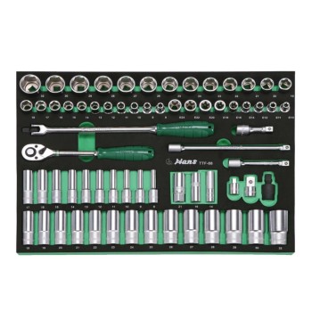 HANS TOOLS TTF-68 КОМПЛЕКТ ИНСТРУМЕНТИ ЗА КОЛИЧКА 1/2 КЪСИ И ДЪЛБОКИ ВЛОЖКИ 6-СТЕН 68 ЧАСТИ